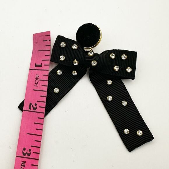 TUCKERNUCK Bow Earrings KATE Statement Retro Jewelry Black CZ Drop Dangle Preppy - Picture 4 of 9
